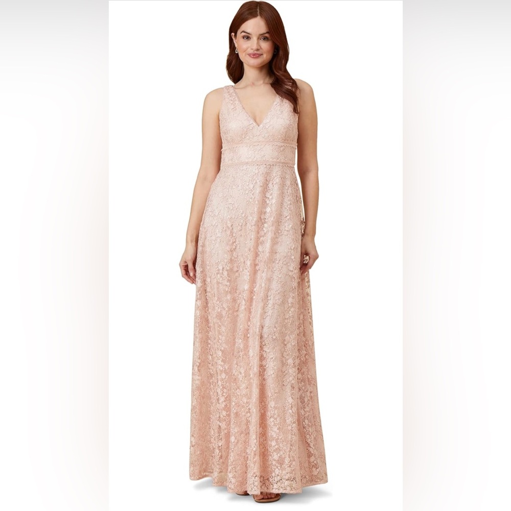 Adrianna Papell Blush Lace Gown